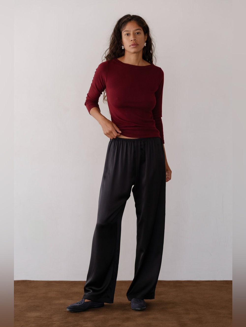 Donni Black Wide Leg Pull On Pants XS Lounge Minimalist